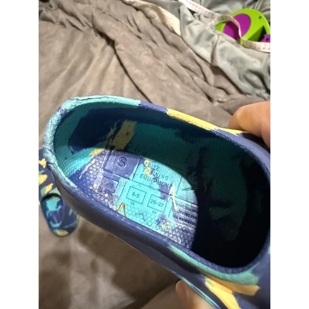 Speedo Kid Swim Fin Blue Marble Small 9-10 Pool Beach Boy‎ Girl Lessons